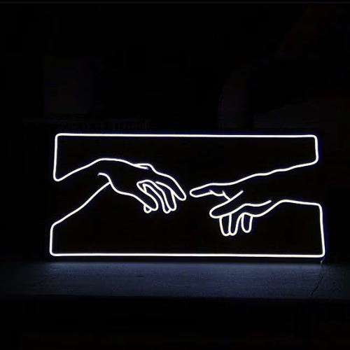 LED NEON SKILT POINTING HANDS
